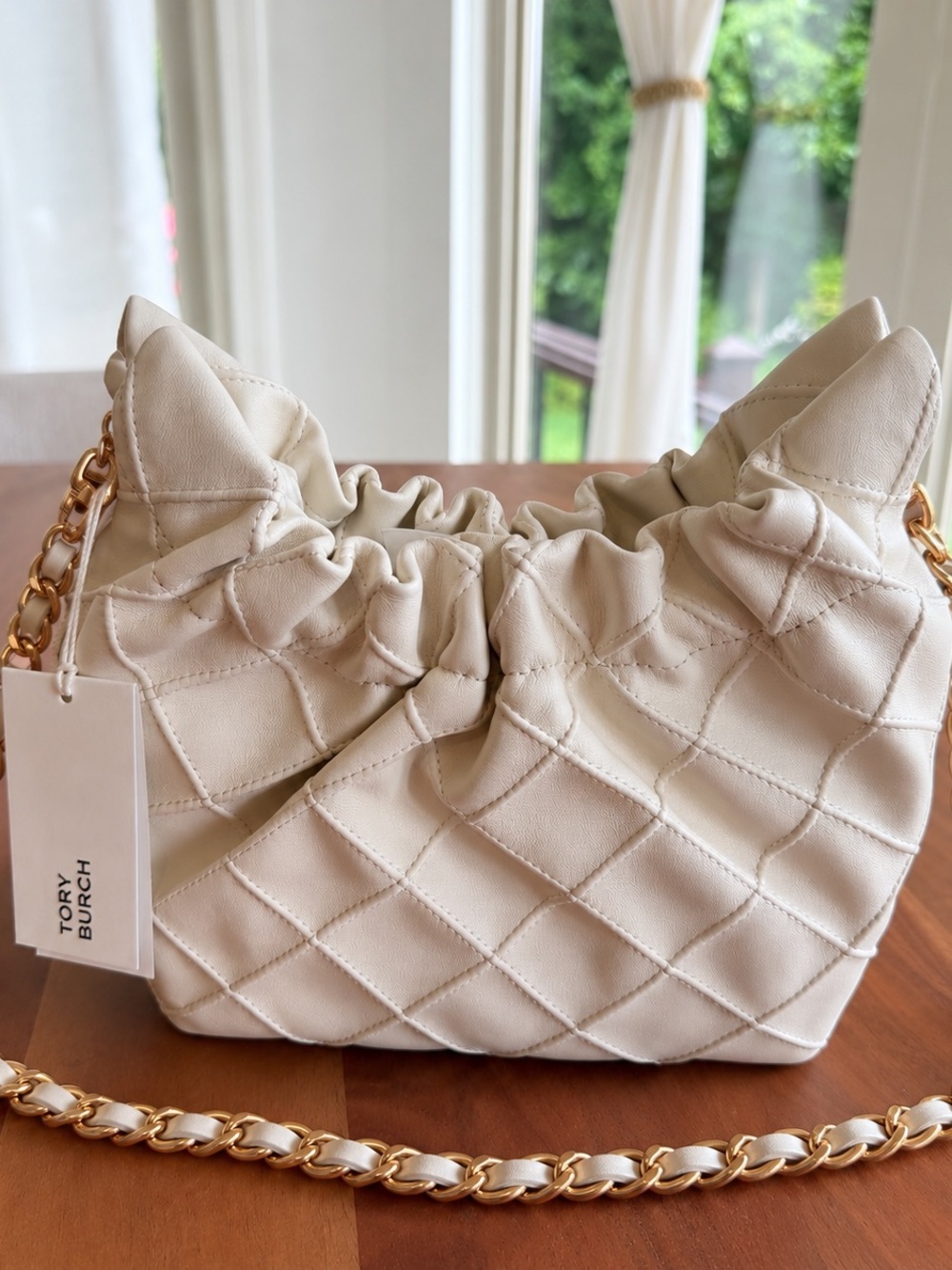 🤍✨ TRENDING NWT Tory Burch Fleming Mini Hobo • Buttery Soft Cream
